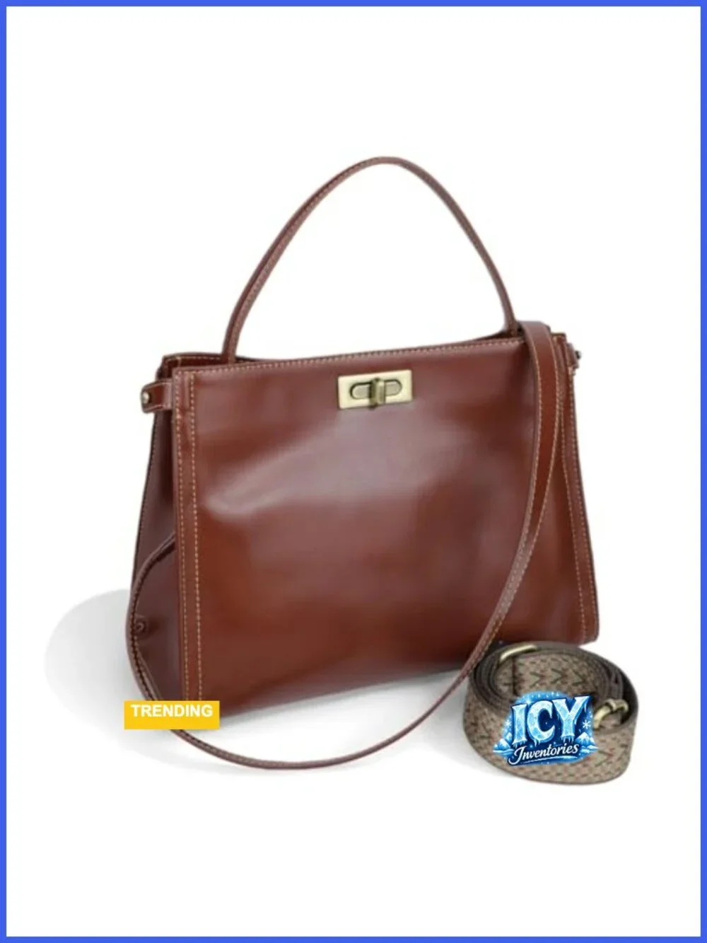 Genuine Leather Crossbody Bag Convertible Satchel with Metal Feet Work Travel